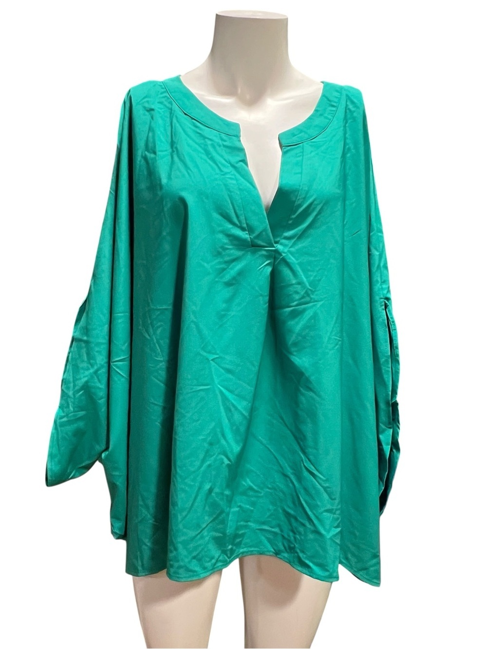 ANDREE BY UNIT Teal Split-Neck Blouse